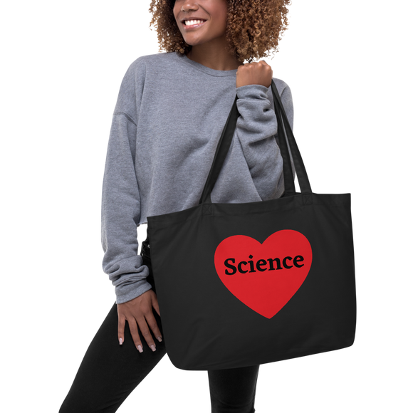 Science in Heart X-Large Tote/Shopping Bags-Black & Oyster