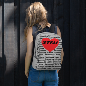 STEM in Heart w/ Printed Background Backpack-Grey