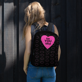 Allover Open Hearts w/ beYOUtiful in Pink Heart Backpack-Black