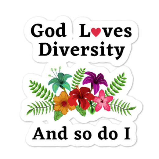 God Loves Diversity w/ Red Heart Sticker-4x4