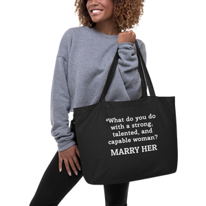 Strong Woman Marry X-Large Tote/Shopping Bag-Black