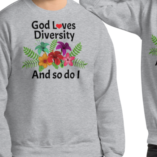 God Loves Diversity w/ Red Heart Sweatshirts - Light