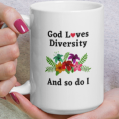 God Loves Diversity w/ Red Heart Mug