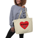 Science in Heart w/ Molecule X-Large Tote/ Shopping Bags-Oyster & Black