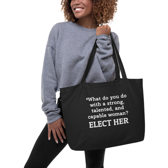 Strong Woman Elect X-Large Tote/Shopping Bag-Black