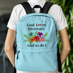 God Loves Diversity w/ Red Heart Backpack - Blue