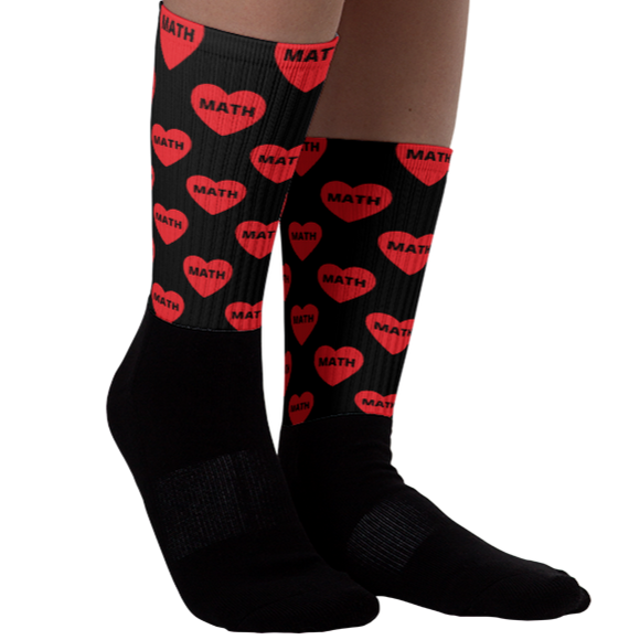 Allover Math in Hearts Socks-Black