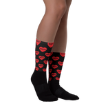 Allover Math in Hearts Socks-Black