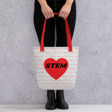 Allover STEM w/ STEM in Heart Tote Bag-Lt. Grey