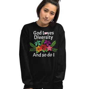 God Loves Diversity w/ Pink Heart Sweatshirts - Dark