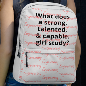 Allover Engineering & Strong Girl Study Backpack-Lt. Grey