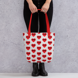 Allover STEM in Heart Tote Bags-White