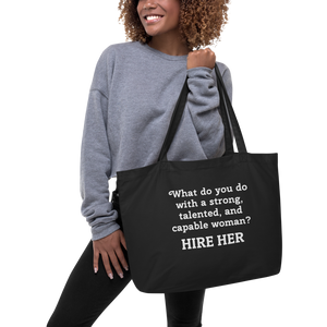 Strong Woman Hire X-Large Tote/Shopping Bag-Black