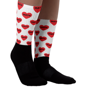 Allover Math in Hearts Socks-White