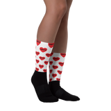 Allover Math in Hearts Socks-White