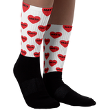 Allover Math in Hearts Socks-White