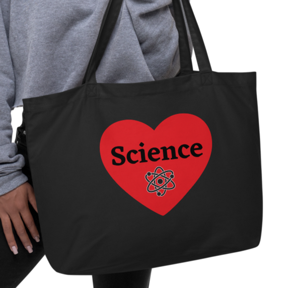 Science in Heart w/ Molecule X-Large Tote/ Shopping Bags-Oyster & Black