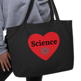 Science in Heart w/ Molecule X-Large Tote/ Shopping Bags-Oyster & Black