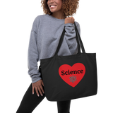 Science in Heart w/ Molecule X-Large Tote/ Shopping Bags-Oyster & Black