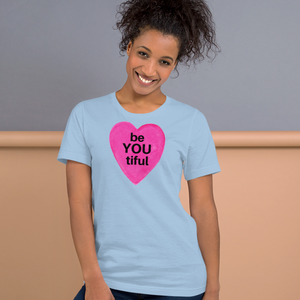 BeYOUtiful in Pink Heart T-Shirts - Light