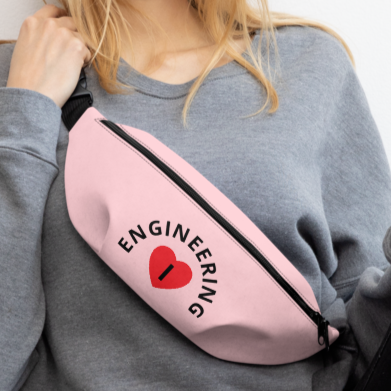 I in Heart Curved Engineering Fanny Pack - Lt. Pink
