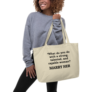 Strong Woman Marry X-Large Tote/Shopping Bag-Oyster