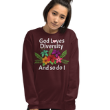 God Loves Diversity w/ Pink Heart Sweatshirts - Dark