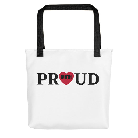 Proud w/ Math in Heart Tote Bag-White