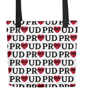 Allover Proud w/ Math in Hearts Tote Bag-White