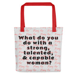 Strong Woman & Allover Marry Her Tote Bag-Lt. Grey